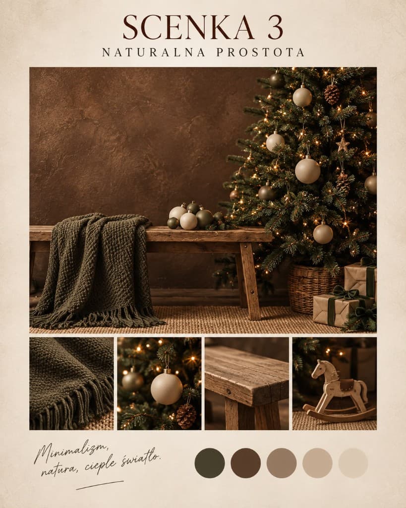 Rustykalna sceneria świąteczna – naturalna fotografia rodzinna